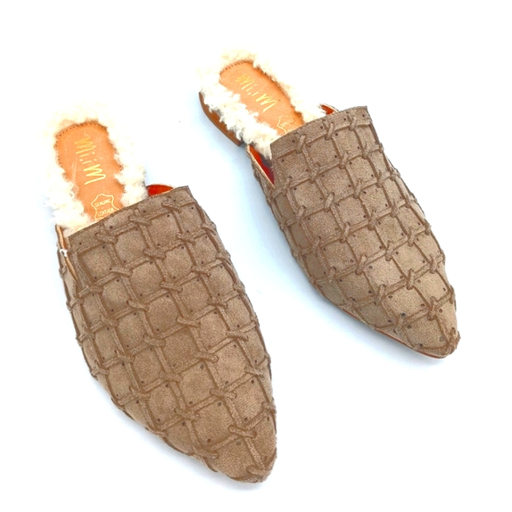 Mi.iM Luxe Fur Heel Mules Size 8.5 Women's   16
